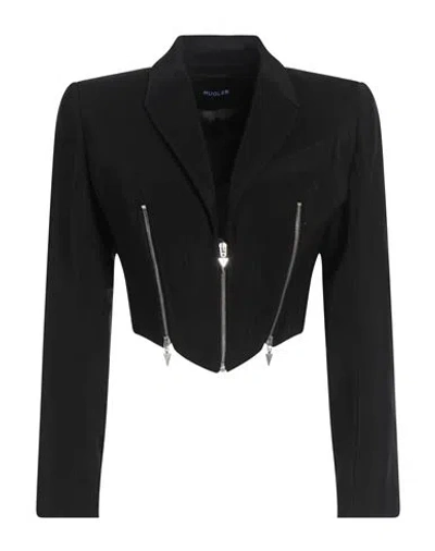 Mugler Woman Jacket Black Size 6 Viscose, Virgin Wool