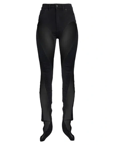 Mugler Woman Jeans Black Size 6 Cotton, Elastane, Polyamide, Polyester