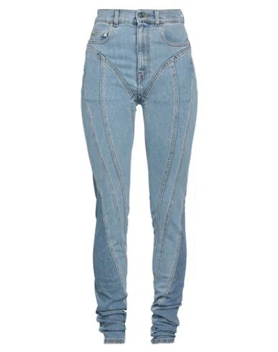 Mugler Woman Jeans Blue Size 10 Cotton, Elastane, Elastic Fibres