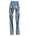 Mugler Blue Cutout Jeans In Multi