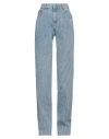 Mugler Woman Jeans Blue Size 12 Cotton, Elastomultiester In Blue
