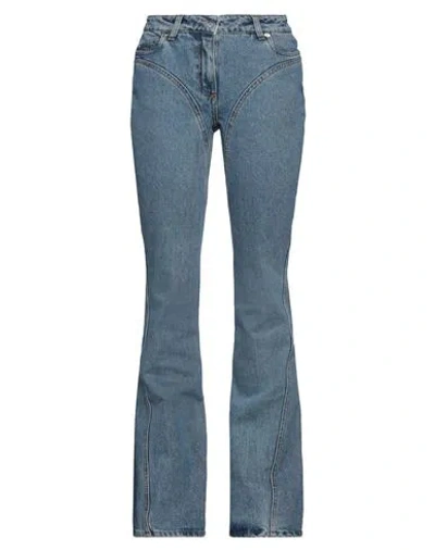 Mugler Woman Jeans Blue Size 28 Organic Cotton, Elastomultiester