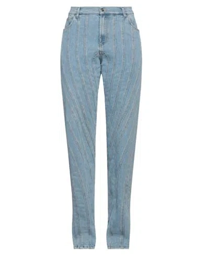 Mugler Woman Jeans Blue Size 6 Cotton, Elastane