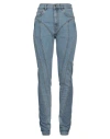 Mugler Woman Jeans Blue Size 6 Cotton, Elastomultiester, Elastane In Blue