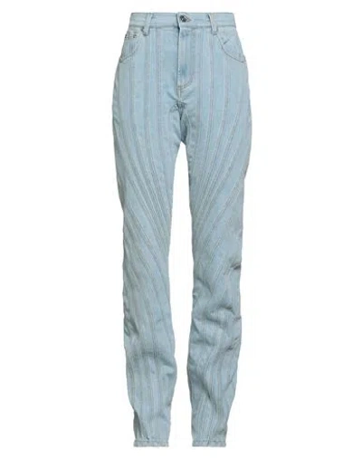 Mugler Woman Jeans Blue Size 8 Cotton, Elastane