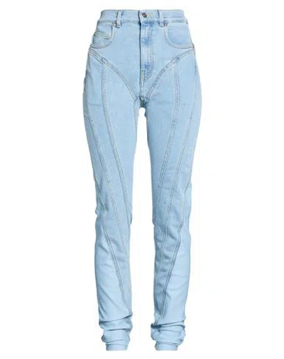 Mugler Woman Jeans Blue Size 8 Cotton, Elastane, Polyamide