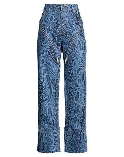Mugler Woman Jeans Blue Size 8 Cotton, Elastomultiester