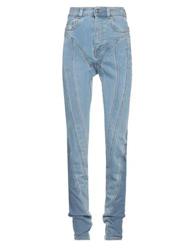 Mugler Woman Jeans Blue Size 8 Cotton, Elastomultiester, Elastane