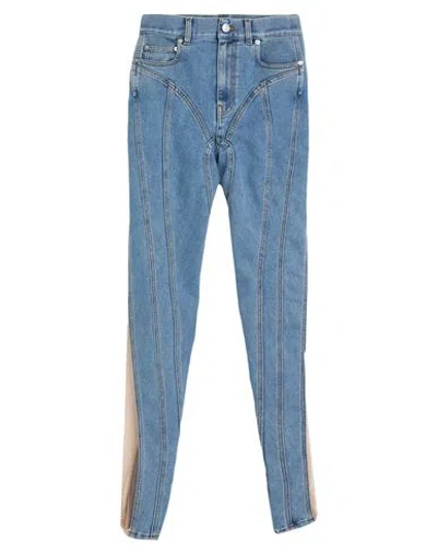 Mugler Woman Jeans Blue Size 8 Cotton, Elastomultiester, Polyamide, Polyester