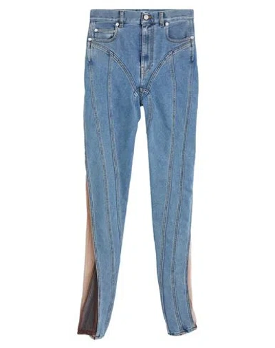 Mugler Woman Jeans Blue Size 8 Cotton, Elastomultiester, Polyamide, Polyester