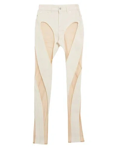 Mugler Woman Jeans Ivory Size 4 Cotton, Elastane, Polyamide, Polyester In White