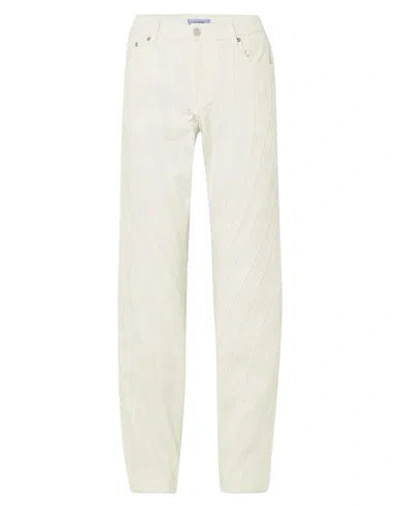 Mugler Woman Jeans Ivory Size 8 Cotton, Elastane In White