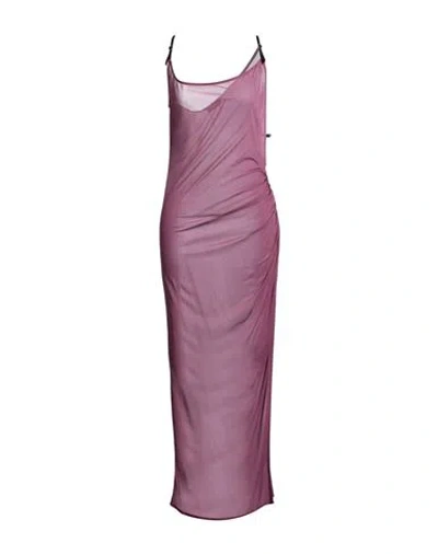 Mugler Woman Maxi Dress Mauve Size 8 Viscose In Purple