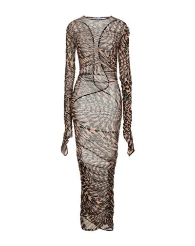 Mugler Woman Maxi Dress Sand Size 8 Polyamide, Elastane In Beige