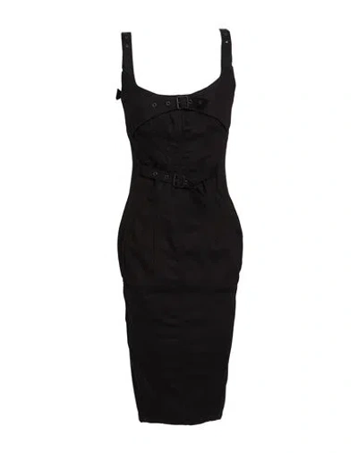 Mugler Woman Midi Dress Black Size 6 Cotton, Elastane