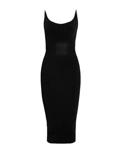 Mugler Woman Midi Dress Black Size S Rayon, Nylon, Elastane In Multi