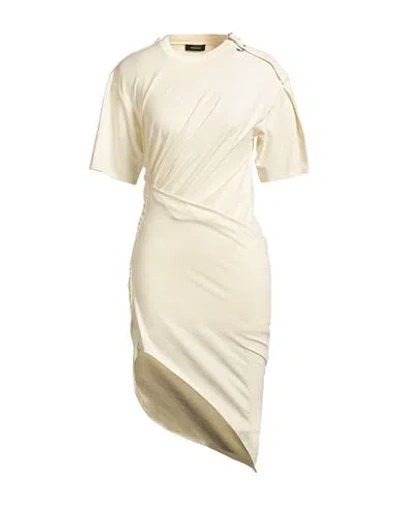 Mugler Woman Midi Dress Ivory Size 6 Cotton, Elastane In White