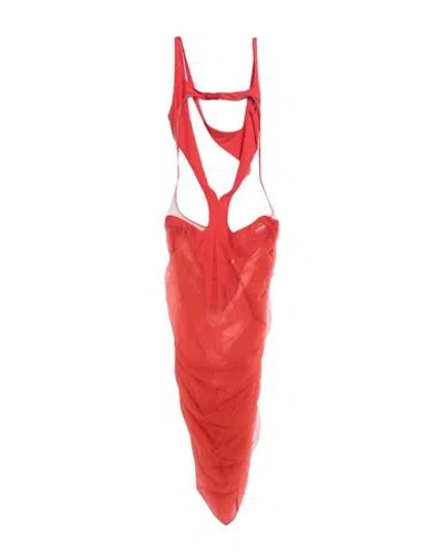 Mugler Woman Midi Dress Red Size 6 Viscose, Elastane, Cotton, Polyamide