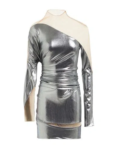 Mugler Woman Midi Dress Silver Size 10 Polyamide, Elastane