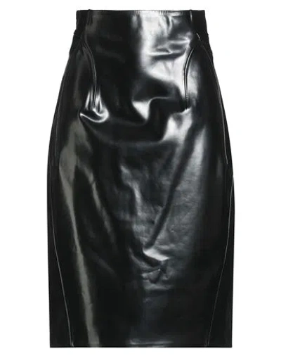 Mugler Woman Midi Skirt Black Size 8 Polyurethane, Polyester