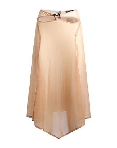 Mugler Woman Midi Skirt Camel Size 4 Polyester, Elastane In Neutral