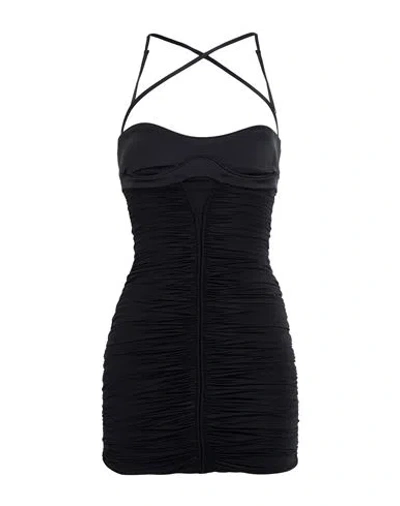 Mugler Woman Mini Dress Black Size 10 Polyamide, Elastane In Multi