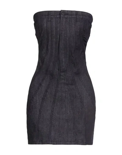 Mugler Woman Mini Dress Black Size 14 Cotton, Elastane In Blue