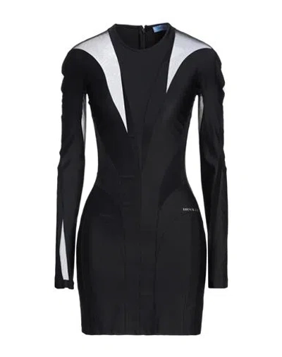 Mugler Woman Mini Dress Black Size 10 Polyamide, Elastane, Rubber