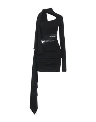 MUGLER MUGLER WOMAN MINI DRESS BLACK SIZE 6 VISCOSE, ELASTANE, POLYAMIDE