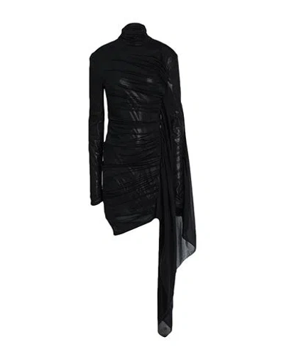 Mugler Draped-design Long-sleeve Minidress In 黑色