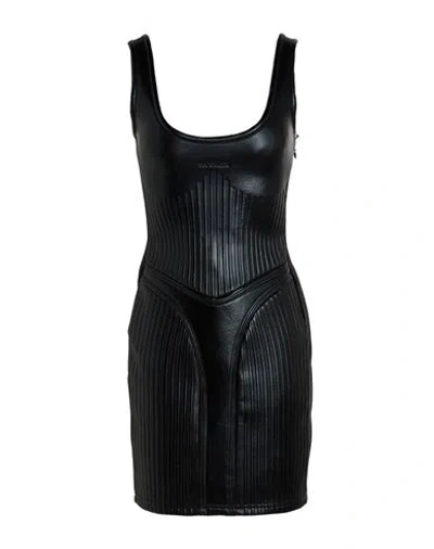 Mugler Woman Mini Dress Black Size 6 Polyester, Polyurethane, Rubber