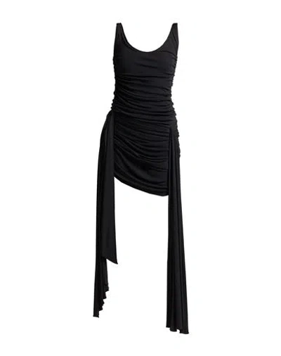 Mugler Draped Mini Dress With Side Trains In Black
