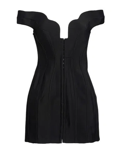 Mugler Woman Mini Dress Black Size 8 Viscose, Virgin Wool