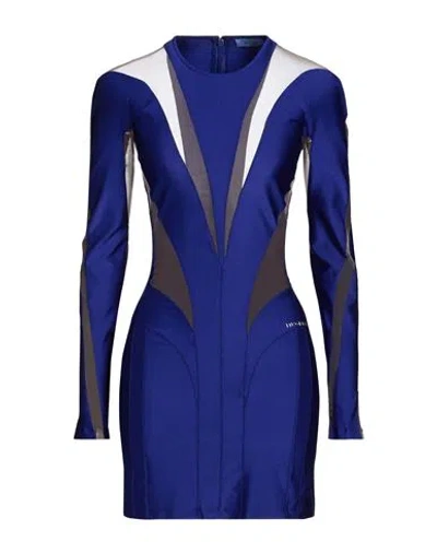 Mugler Woman Mini Dress Bright Blue Size 8 Polyamide, Elastane, Rubber