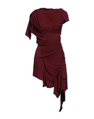 Mugler Woman Mini Dress Burgundy Size 6 Viscose, Polyamide