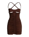 Mugler Woman Mini Dress Chocolate Brown Size 6 Polyamide, Elastane