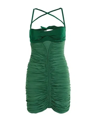 Mugler Woman Mini Dress Dark Green Size 10 Polyamide, Elastane