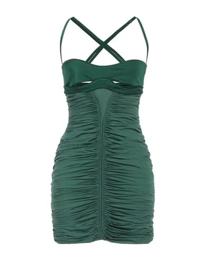 MUGLER MUGLER WOMAN MINI DRESS EMERALD GREEN SIZE 8 POLYAMIDE, ELASTANE