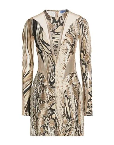 Mugler Woman Mini Dress Khaki Size 10 Polyamide, Elastane In Sand