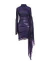 Mugler Asymmetric Draped Chiffon Minidress In Purple