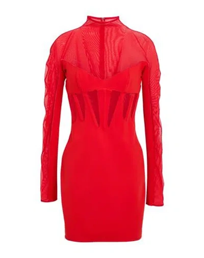Mugler Woman Mini Dress Red Size 10 Polyamide, Elastane