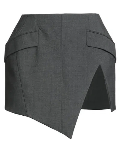 Mugler Woman Mini Skirt Charcoal Size 10 Virgin Wool In Gray