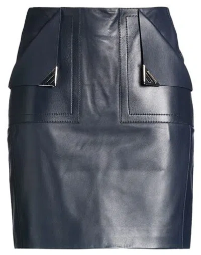 Mugler Woman Mini Skirt Midnight Blue Size 6 Lambskin