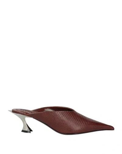 Mugler Woman Mules & Clogs Brown Size 8 Leather