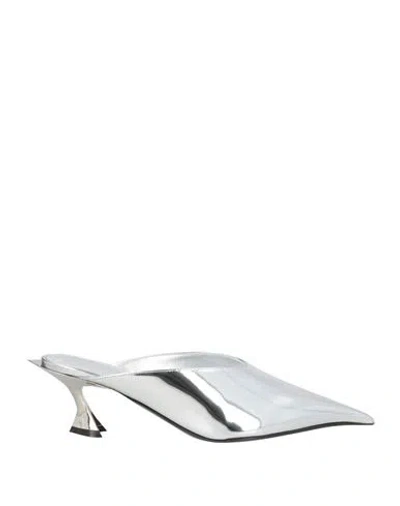 Mugler Woman Mules & Clogs Silver Size 7 Leather
