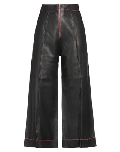 Mugler Woman Pants Dark Brown Size 6 Lambskin