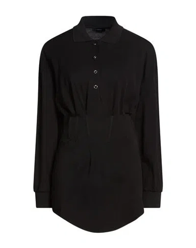 Mugler Woman Polo Shirt Black Size 8 Cotton