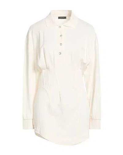 Mugler Woman Polo Shirt Ivory Size 2 Cotton In Neutral