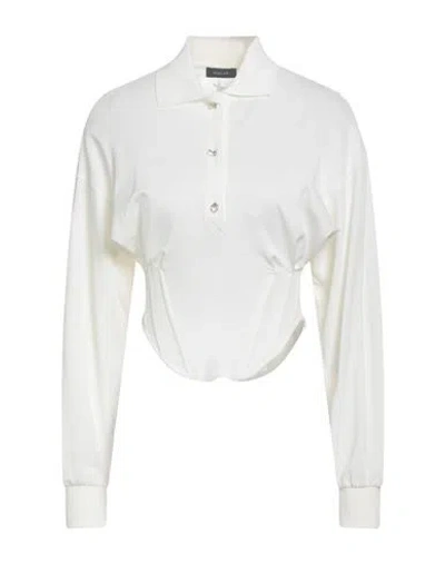 Mugler Woman Polo Shirt Ivory Size Xs Cotton In White