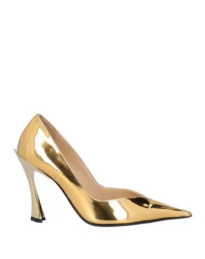 Mugler Woman Pumps Gold Size 7 Calfskin